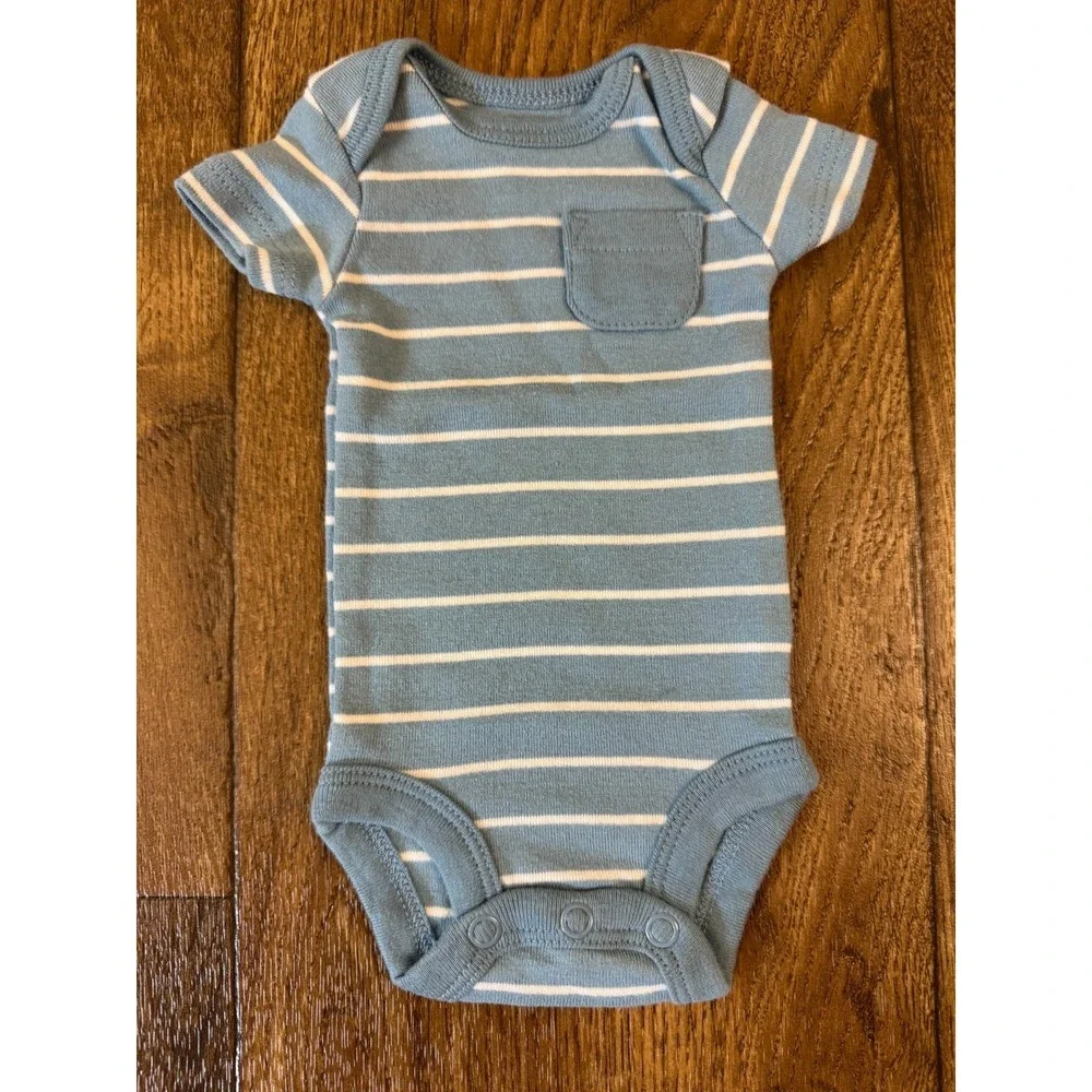 Carters Preemie Baby Boy Outfit Bodysuit‎ Pants 2 Piece Reborn Doll Striped Blue